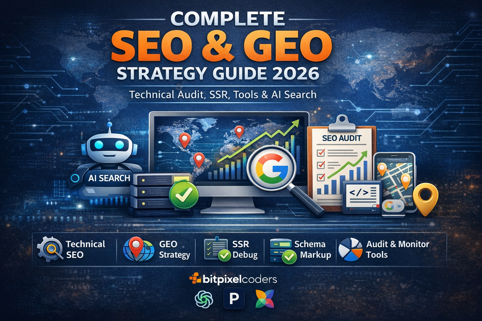 Complete SEO & GEO Strategy Guide 2026 — Technical Audit, SSR, Tools & AI Search